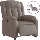 vidaXL Fauteuil verstelbaar elektrisch stof taupe