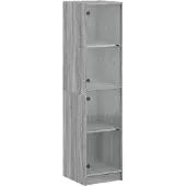 vidaXL Hoge kast met glazen deuren 35x37x142 cm grijs sonoma eiken