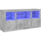 vidaXL Dressoir met LED-verlichting 142,5x37x67 cm betongrijs