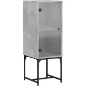 vidaXL Bijzetkast met glazen deur 35x37x100 cm betongrijs