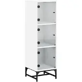 vidaXL Hoge kast met glazen deuren 35x37x120 cm wit