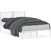 vidaXL Bedframe met hoofdbord metaal wit 120x200 cm