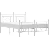 vidaXL Bedframe met hoofd- en voeteneinde metaal wit 140x200 cm