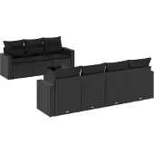 vidaXL 8-delige Loungeset met kussens poly rattan zwart