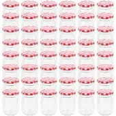 vidaXL Jampotten met wit met rode deksels 48 st 230 ml glas