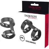 Darkness Darkende toepasselijke leerpenis en testicles ring 1 St