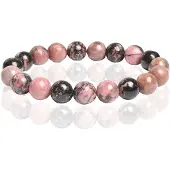 Memphis Natuursteen Armband 10mm - Rhodonite