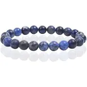 Memphis Natuursteen Armband met 8mm Kralen - Sodalite Dark