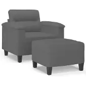 vidaXL Fauteuil met voetenbank 60 cm microvezelstof donkergrijs