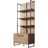 Meubella Boekenkast Saturn - Eiken - Zwart - 85x192x42 cm