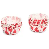 Patisse Papieren Cupcake Bakjes Hartjes 5 Cm 200 Stuks Wit/Rood