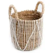 Bazar Bizar Rieten mand naturel wit medium