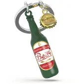 Metalmorphose sleutelhanger bierfles met dop
