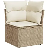 vidaXL - Tuinhoekbank - met - kussens - poly - rattan - beige