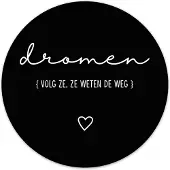 Label2X Muurcirkel dromen zwart