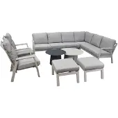 AVH-Collectie Barolo hoek loungeset 9 delig verstelbaar aluminium latte zand
