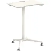 Worktrainer - Single Leg Desk - Hoogte 74 - 113 cm - Breedte 80 cm - Klein Gasveer zit-sta Bureau - in hoogte verstelbaar Bureau - Wit