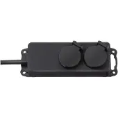 Brennenstuhl stekkerdoos, IP44, 2-voudig, zwart, 2 meter, kabel H07RN-F 3G1,5, artikelnummer 1159930