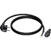 Procab CAB491 C13 (losse rechte stekker) - CEE 7/7 (haaks) stroomkabel - 3x 1,50mm / zwart - 10 meter