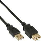 InLine USB-A verlengkabel | USB2.0 | 5W | verguld | zwart | 5 meter