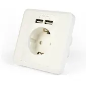 Gembird Inbouwstopcontact met 1 CEE 7/3 contact en 2 USB poorten - 2,4A / wit