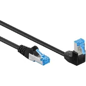 Goobay S/FTP CAT6a 10 Gigabit netwerkkabel haaks naar boven / recht / zwart - LSZH - 10 meter