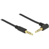 DeLOCK 3,5mm Jack 4-polig audio/video slim kabel met extra ruimte AWG24 - haaks / zwart - 3 meter