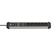 Brennenstuhl Premium-Protect-Line stekkerdoos met 6 contacten en overspanningsbeveiliging / zwart - 5 meter