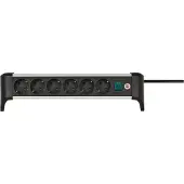 Brennenstuhl ALU-Office-Line 6-weg zwart *EN* 3m H05VV-F3G1.5 met schakelaar