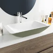 Mondiaz topi waskom solid surface 60 cm kleur army /talc