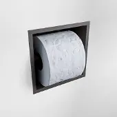 Mondiaz Easy Toiletrolhouder CUBE 160 solid surface 16x8,6cm kleur Dark grey. Geschikt voor op en inbouw.