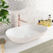 Mondiaz Onni Waskom - 55x35x10cm - ovaal - opbouw - Solid Surface Linen/Talc M80178LinenTalc