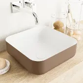 Mondiaz binx waskom solid surface 36 cm kleur rust /talc