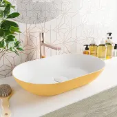 Mondiaz onni waskom solid surface 55 cm kleur ocher /talc
