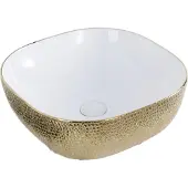 Best design Waskom royal gold opbouw keramiek 42.5x14.5 cm messing goud