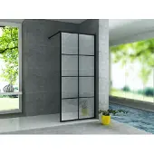 Aloni Pure Inloopdouche 100cm Met Antikalk & Zwart Vierkant Raster Profiel - Veiligheidsglas - Douche - 5404024112506