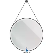 SaniGoods Luna ronde spiegel met verlichting en ophangband 60cm zwart mat