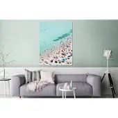 MuchoWow Wanddecoratie Metaal - Aluminium Schilderij Industrieel - Zee - Strand - Parasols - Blauw - Zomer - 120x160 cm - Dibond - Foto op aluminium - Industriële muurdecoratie - Voor de woonkamer/slaapkamer