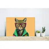 MuchoWow Wanddecoratie Metaal - Aluminium Schilderij Industrieel - Dieren - Kat - Bril - Bloemen - Hippie - 30x20 cm - Dibond - Foto op aluminium - Industriële muurdecoratie - Voor de woonkamer/slaapkamer