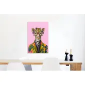 MuchoWow Wanddecoratie Metaal - Aluminium Schilderij Industrieel - Dieren - Giraffe - Bril - Bloemen - 60x90 cm - Dibond - Foto op aluminium - Industriële muurdecoratie - Voor de woonkamer/slaapkamer