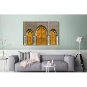 MuchoWow Wanddecoratie Metaal - Aluminium Schilderij Industrieel - Deuren - Architectuur - Goud - Patronen - 180x120 cm - Dibond - Foto op aluminium - Industriële muurdecoratie - Voor de woonkamer/slaapkamer