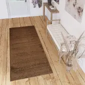 Tapiso Delhi Tapijtloper Vloerkleed Bruin Hoogpolig Fluffy Op Maat- 100x450