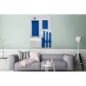 MuchoWow Wanddecoratie Metaal - Aluminium Schilderij Industrieel - Huis - Architectuur - Blauw - Wit - 120x180 cm - Dibond - Foto op aluminium - Industriële muurdecoratie - Voor de woonkamer/slaapkamer