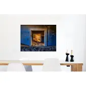 MuchoWow Wanddecoratie Metaal - Aluminium Schilderij Industrieel - Zand - Blauw - Deur - Architectuur - 80x60 cm - Dibond - Foto op aluminium - Industriële muurdecoratie - Voor de woonkamer/slaapkamer