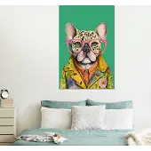 MuchoWow Wanddecoratie Metaal - Aluminium Schilderij Industrieel - Bulldog - Bril - Design - Hond - Dieren - 100x150 cm - Dibond - Foto op aluminium - Industriële muurdecoratie - Voor de woonkamer/slaapkamer