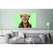 MuchoWow Wanddecoratie Metaal - Aluminium Schilderij Industrieel - Dieren - Bril - Hond - Design - 180x120 cm - Dibond - Foto op aluminium - Industriële muurdecoratie - Voor de woonkamer/slaapkamer