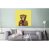 MuchoWow Wanddecoratie Metaal - Aluminium Schilderij Industrieel - Aap - Dieren - Bril - Design - Bloemen - 90x90 cm - Dibond - Foto op aluminium - Industriële muurdecoratie - Voor de woonkamer/slaapkamer