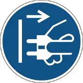 Allesveilig.nl Voor het openen stekker uit stopcontact trekken gebodspictogram