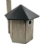 Vogelhuisjes.nl Gevlamd Zwart Dak met Bevestigingslat - Zeshoek