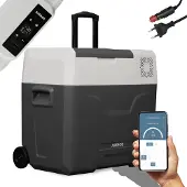 Arebos Compressor Koelbox - Koelbox Elektrisch 12V 230 Volt - Koelbox Auto - 47L - Temperatuurregeling via APP of LCD-touchscreen - met wielen